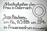 1984-05-14: Vortrag „Inge Rowhany: Arbeitssituation der Frau in Österreich“