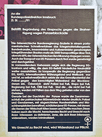 1991: An die Bundespolizeidirektion Innsbruck